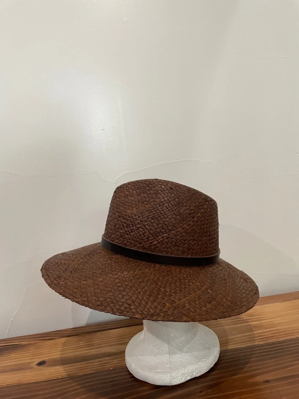 Janessa Leone Dora Raffia Straw Fedora Hat Brown